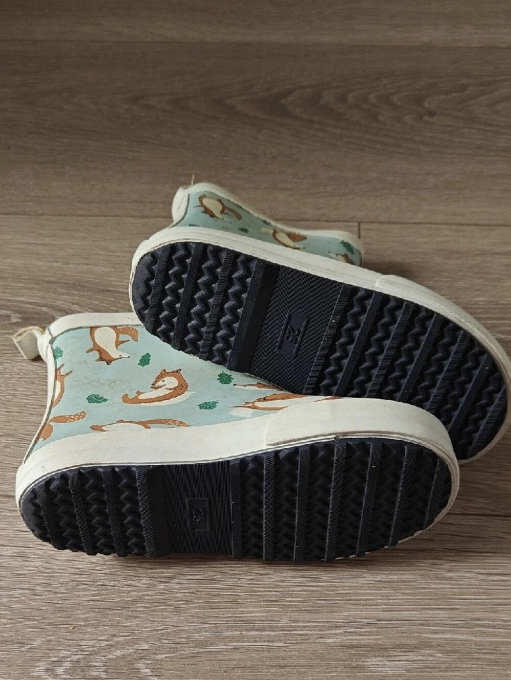 H&M Toddler 8.5 Kids Fox Print Rain Boots - Light Blue